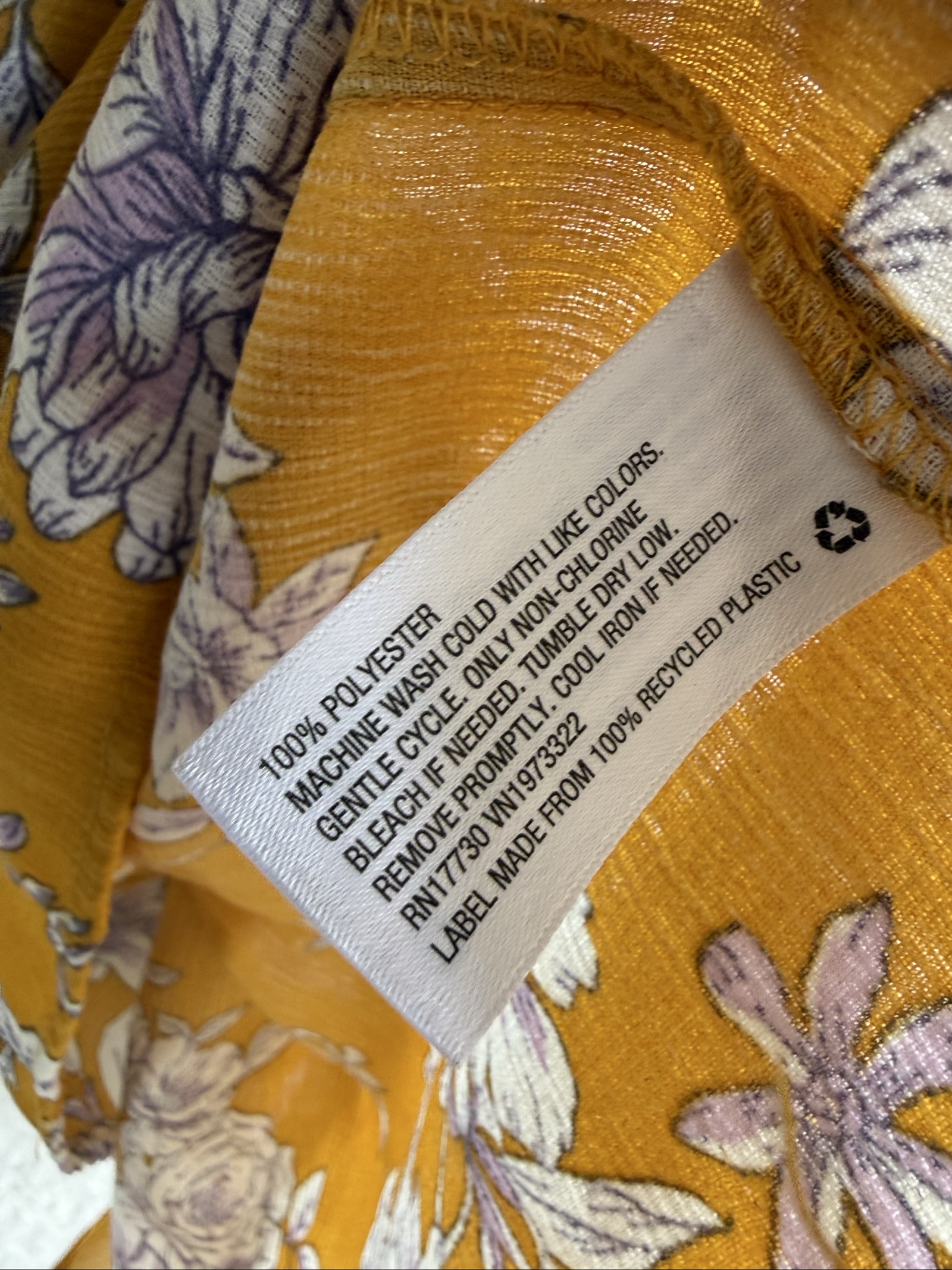 Xhilaration Mustard Yellow Floral Off Shoulder Dress Medium Lightweight Summer image 5