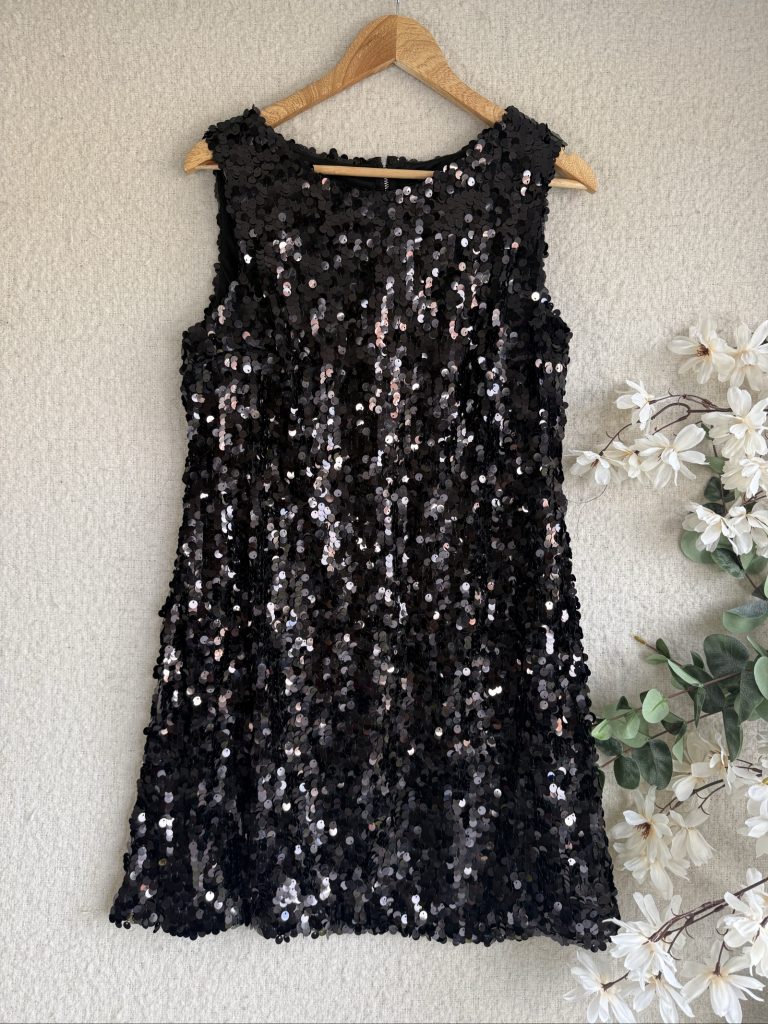 South Black Sequin Party Dress UK Small Sleeveless Occasion Glamorous