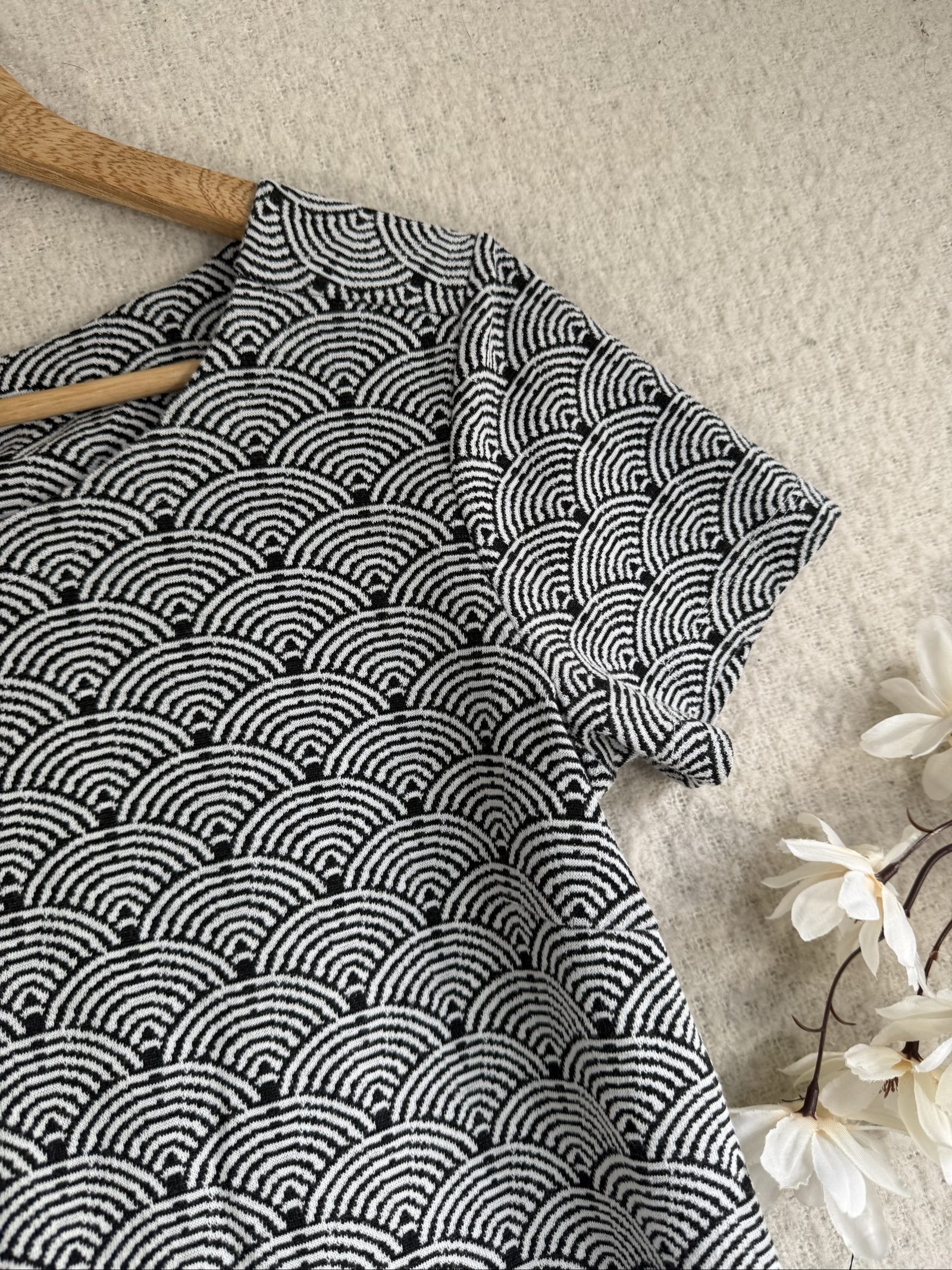 White Stuff Black & White Patterned Shift Dress UK 10 Classic Casual Style image 2