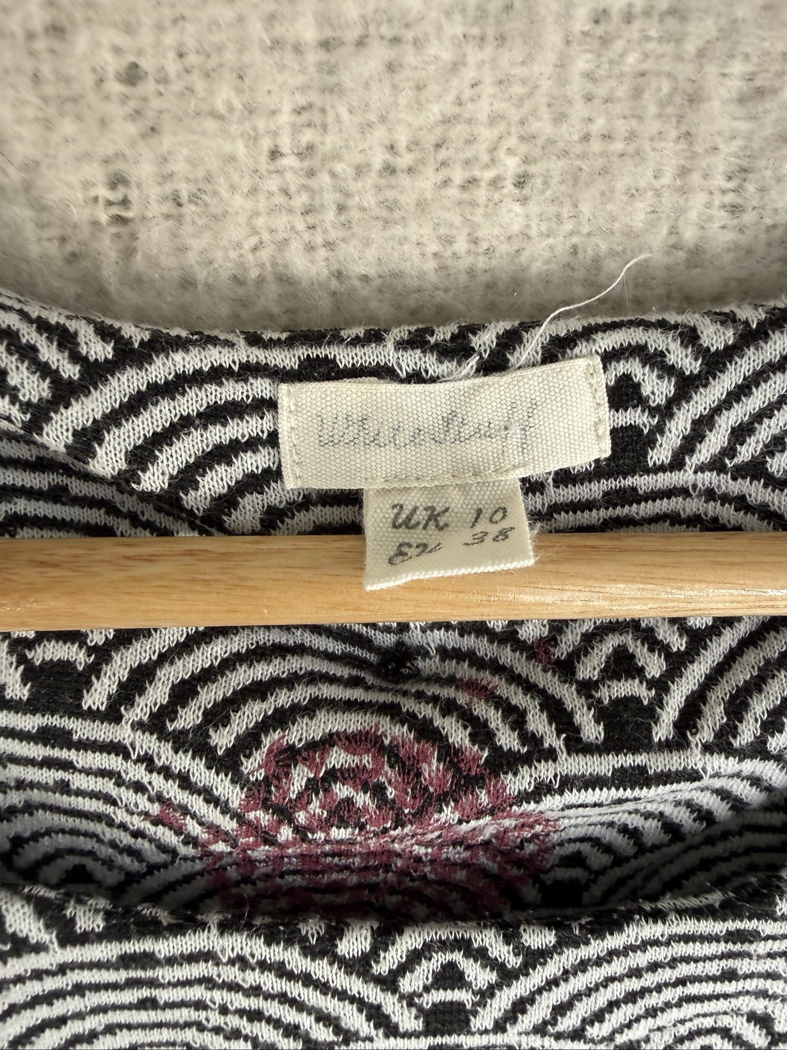 White Stuff Black & White Patterned Shift Dress UK 10 Classic Casual Style image 3