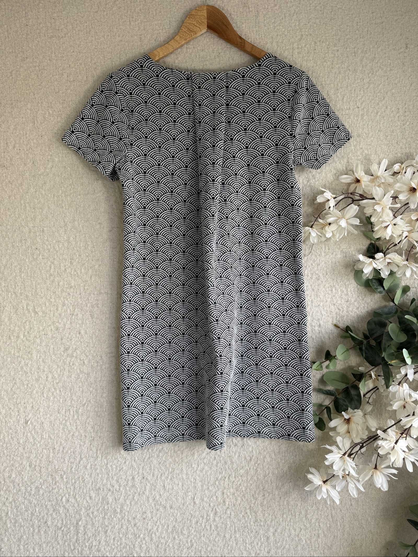 White Stuff Black & White Patterned Shift Dress UK 10 Classic Casual Style image 4