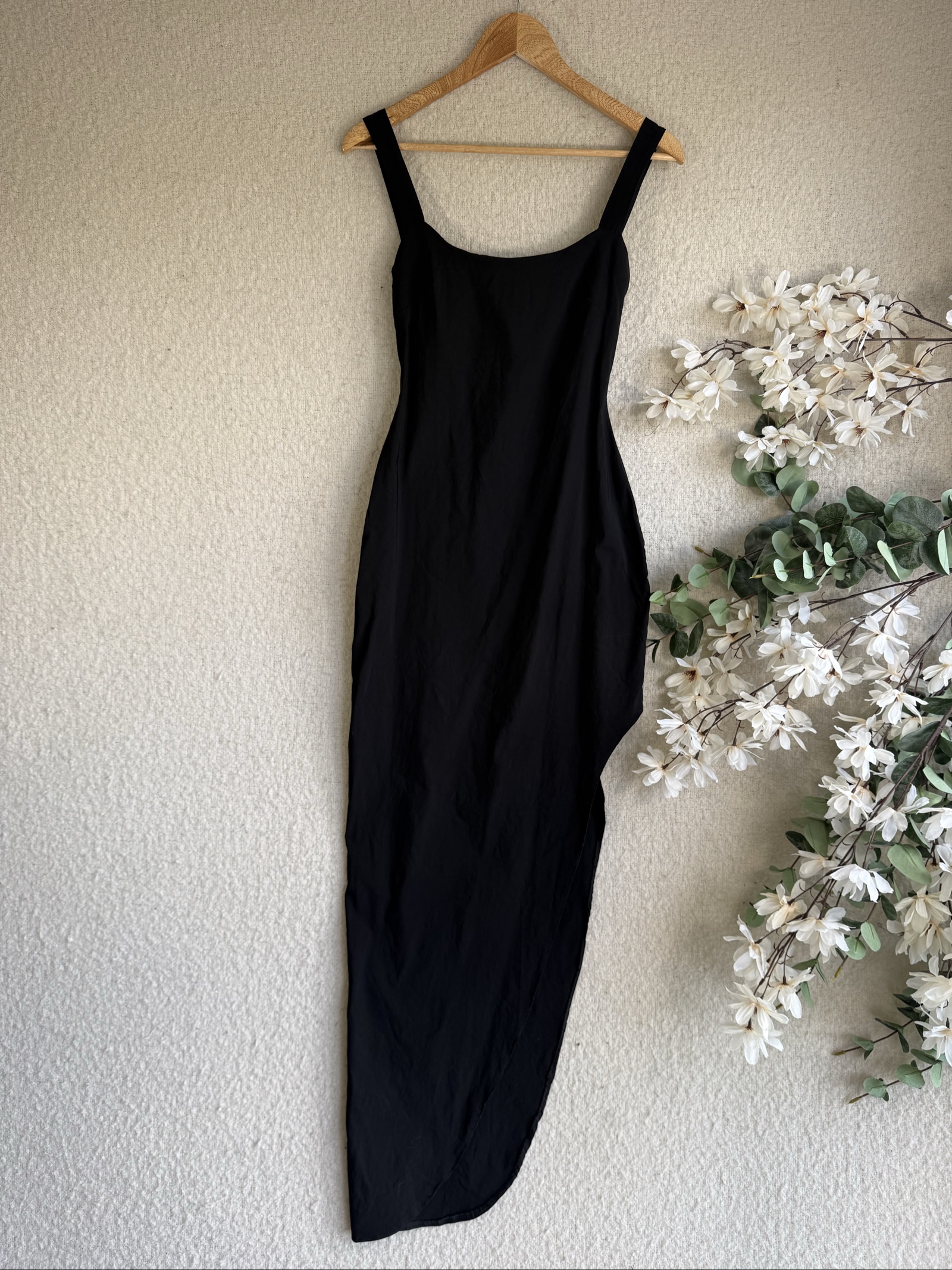Vesper Black Asymmetric Midi Dress UK 6 Classic Elegant Party Style