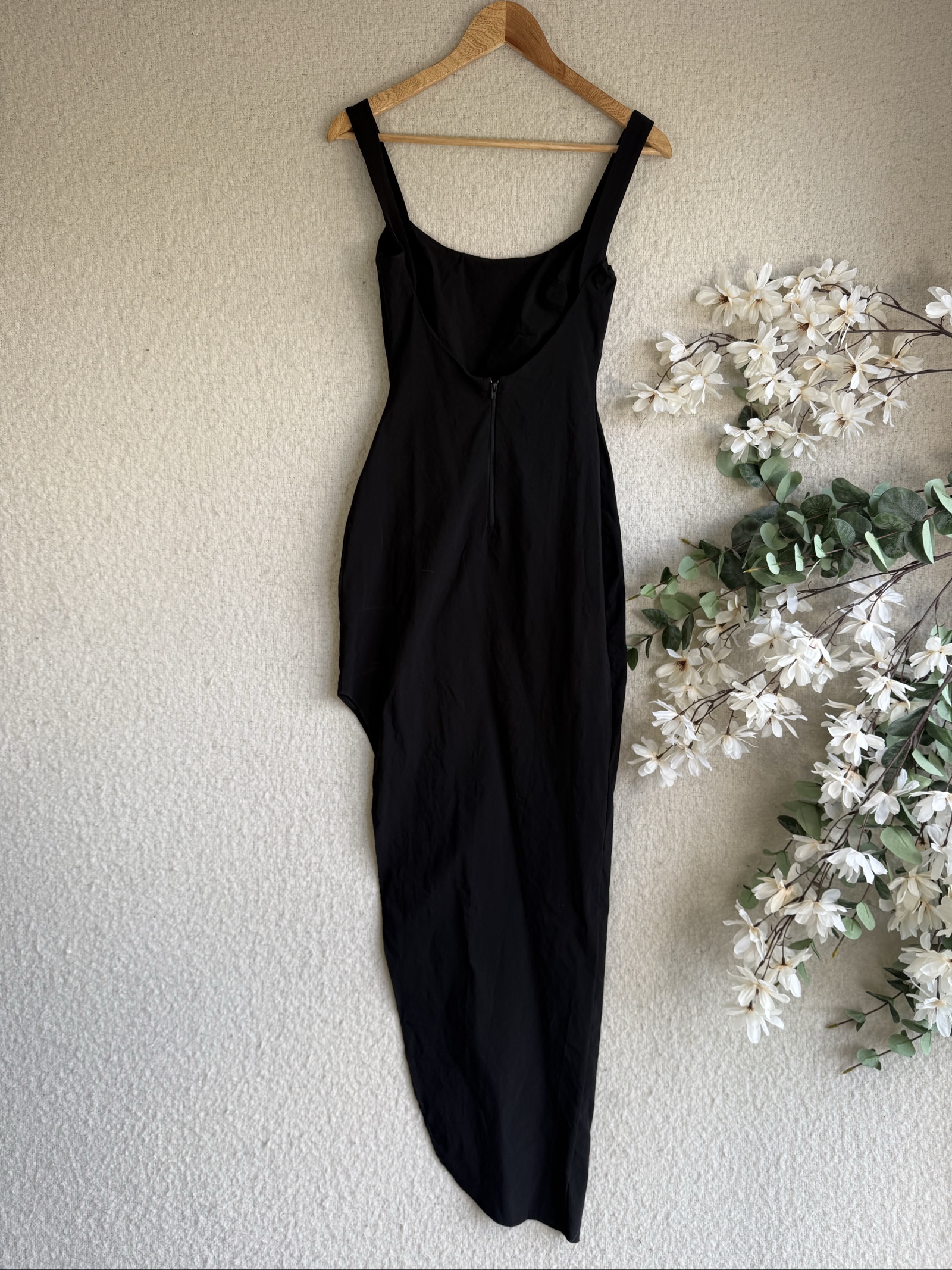 Vesper Black Asymmetric Midi Dress UK 6 Classic Elegant Party Style image 4