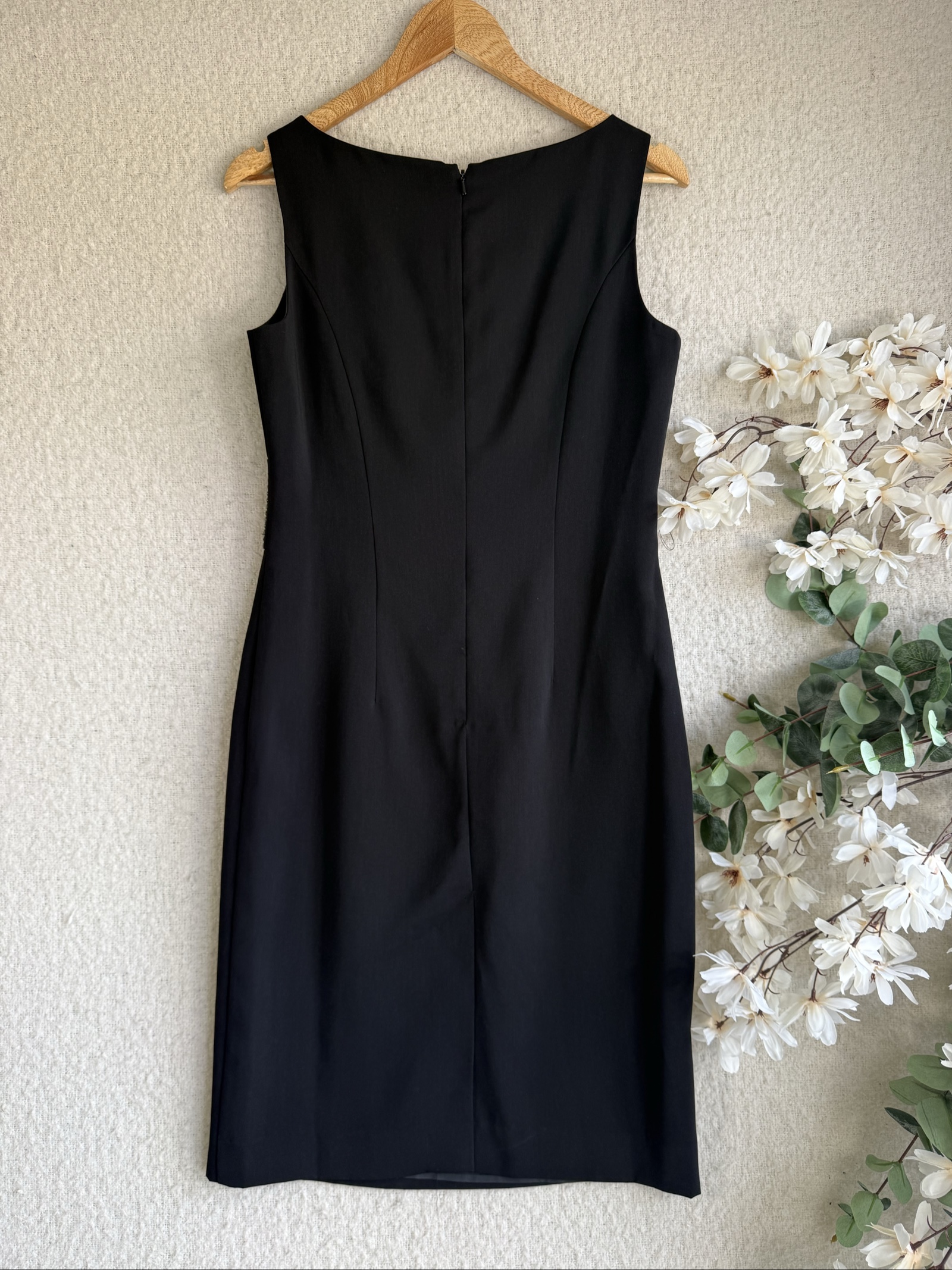 Wallis Black Beaded Waist Detail Sleeveless Dress UK 12 Elegant Formal image 4