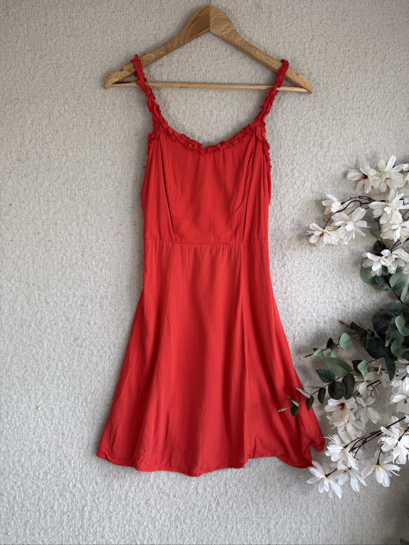 New Look Red Sleeveless Summer Dress UK 8 Lightweight Viscose