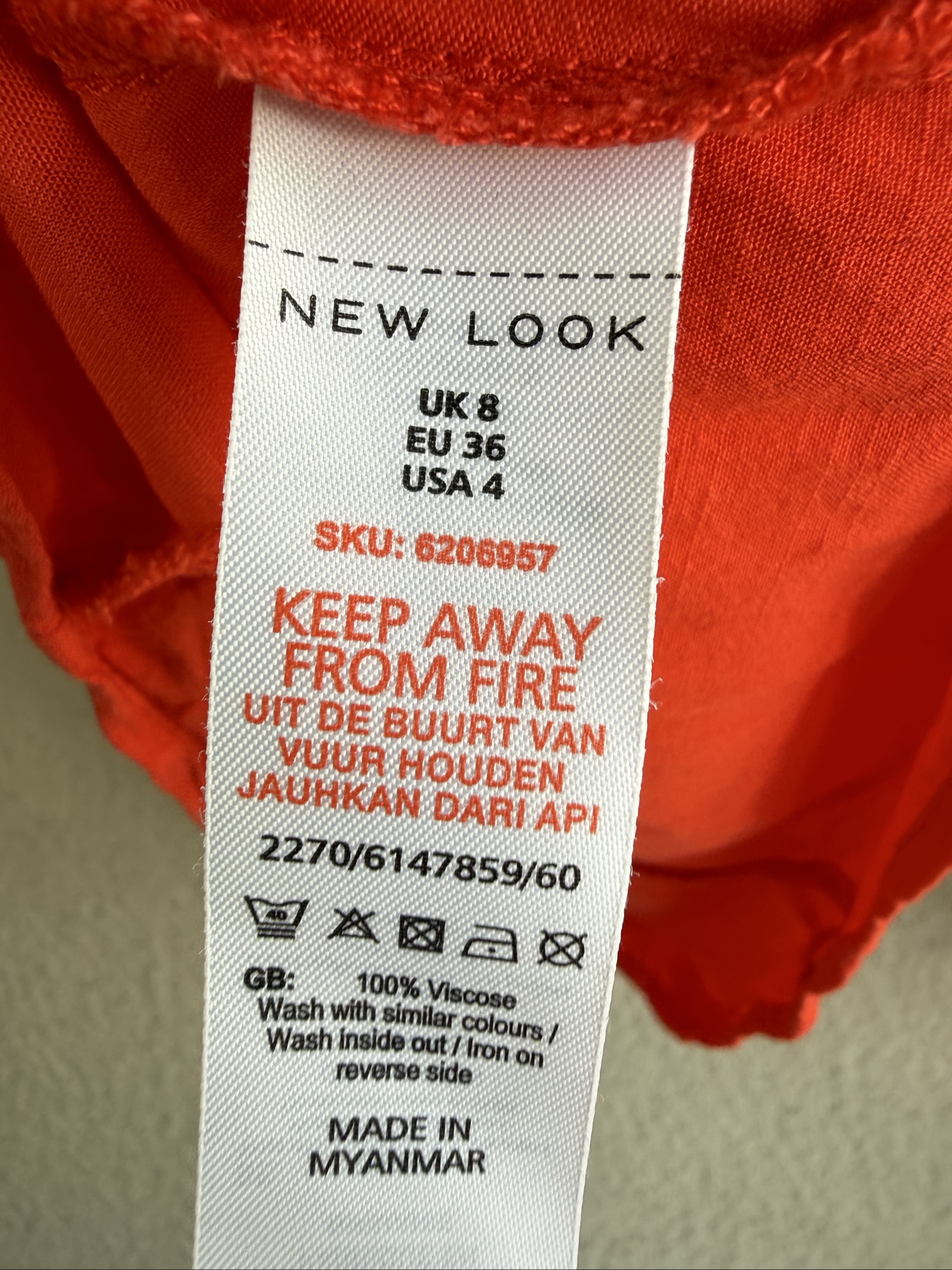 New Look Red Sleeveless Summer Dress UK 8 Lightweight Viscose image 5