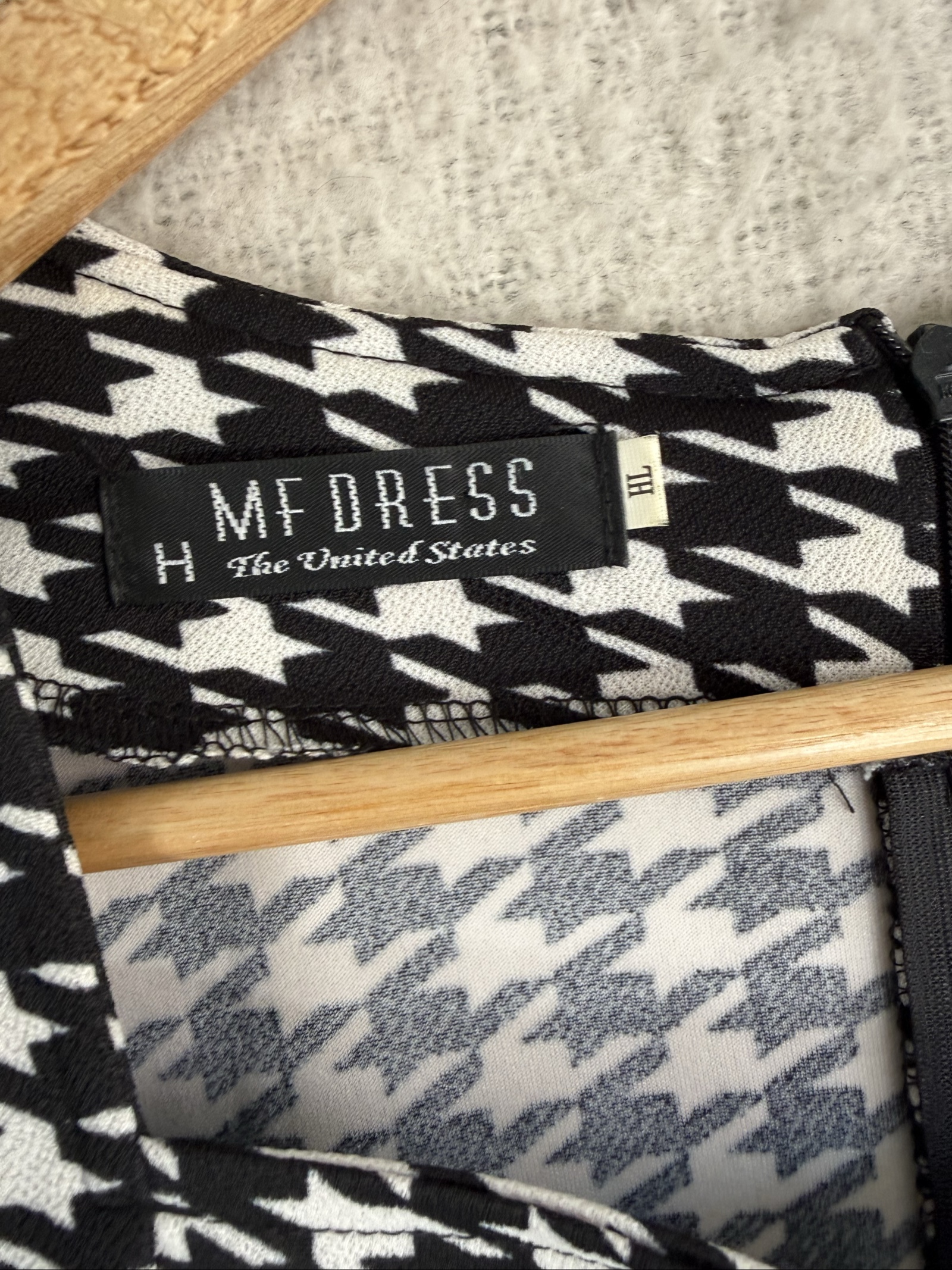 MF Dress Black & White Houndstooth Pattern Midi Dress UK 14 Elegant Classic image 3