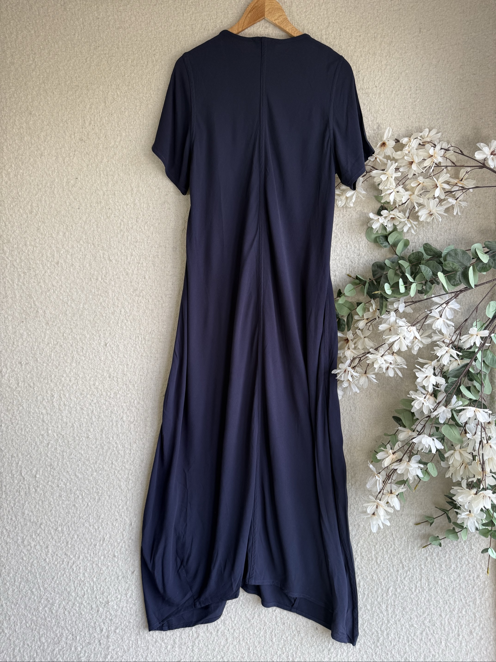 Sahara Navy Blue Maxi Dress V Neck Short Sleeve Size UK 10 Elegant Casual image 4