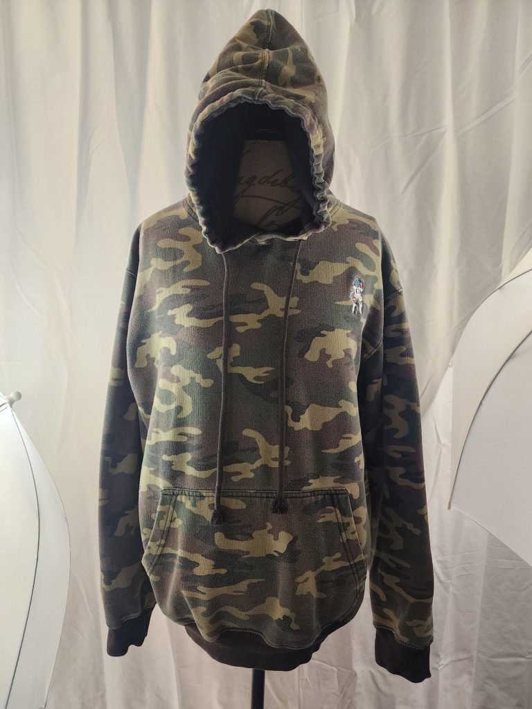 Eighty Eight Camouflage Hoodie Large Cozy Lined Pullover with Astronaut Embroidery
