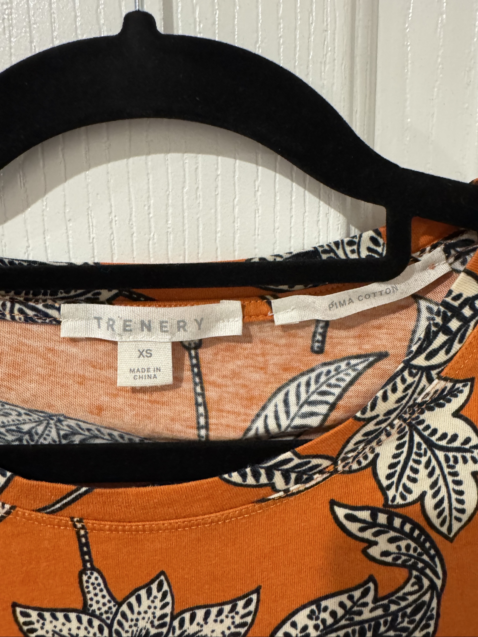 Trenery Orange & Black Floral Cotton Tee XS image 2