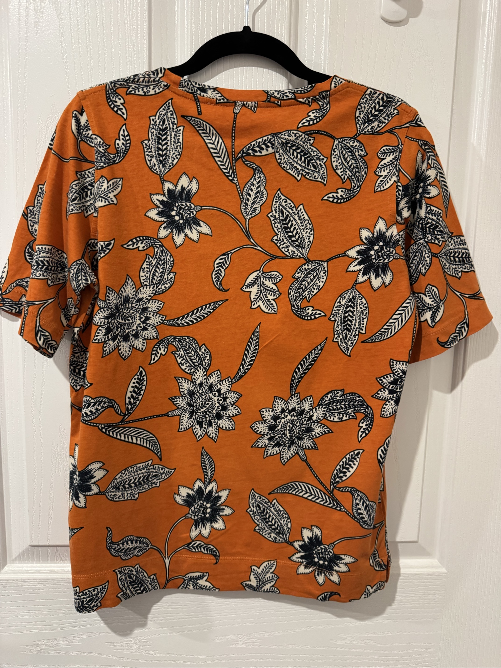 Trenery Orange & Black Floral Cotton Tee XS image 3