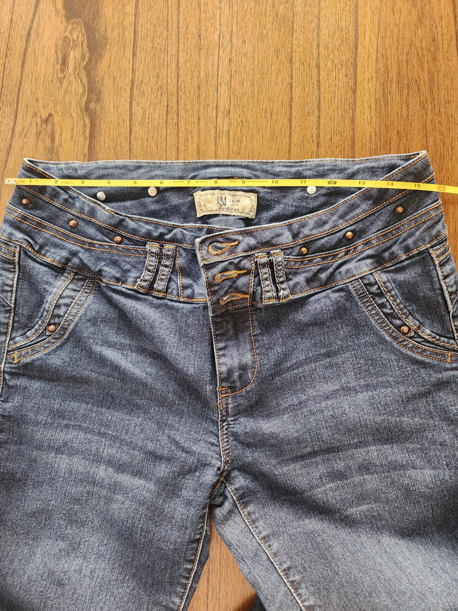 I&M Blue Denim Skinny Jeans Size 15 with Button Fly image 7