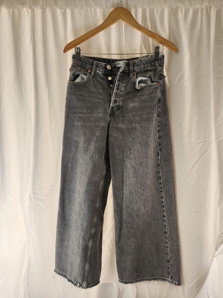 Zara Black Wide Leg Jeans USA 4 100% Cotton
