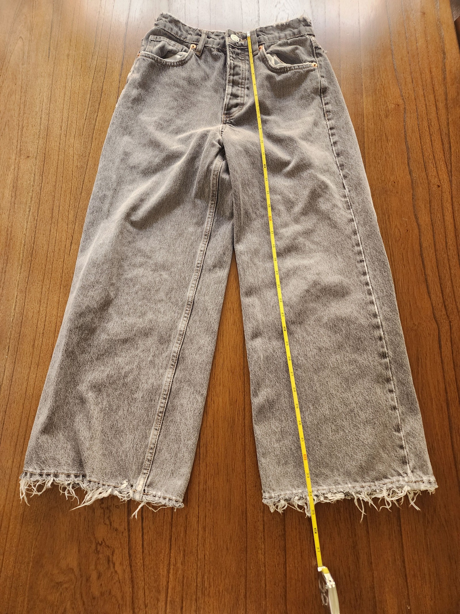 Zara Black Wide Leg Jeans USA 4 100% Cotton image 7
