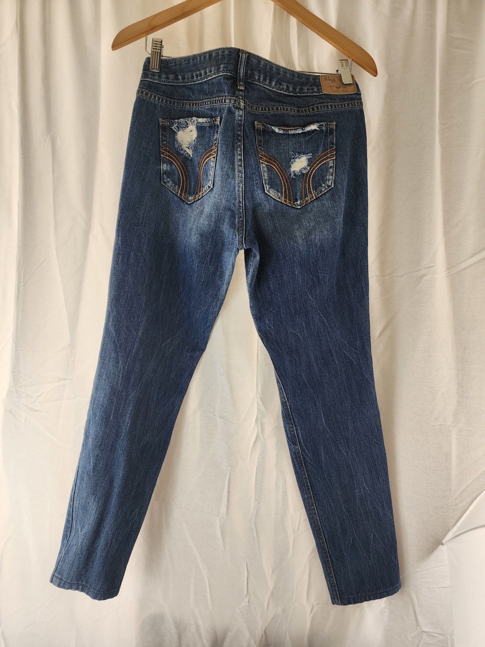 Hollister Blue Distressed Ripped Denim Jeans W28 L31 image 2