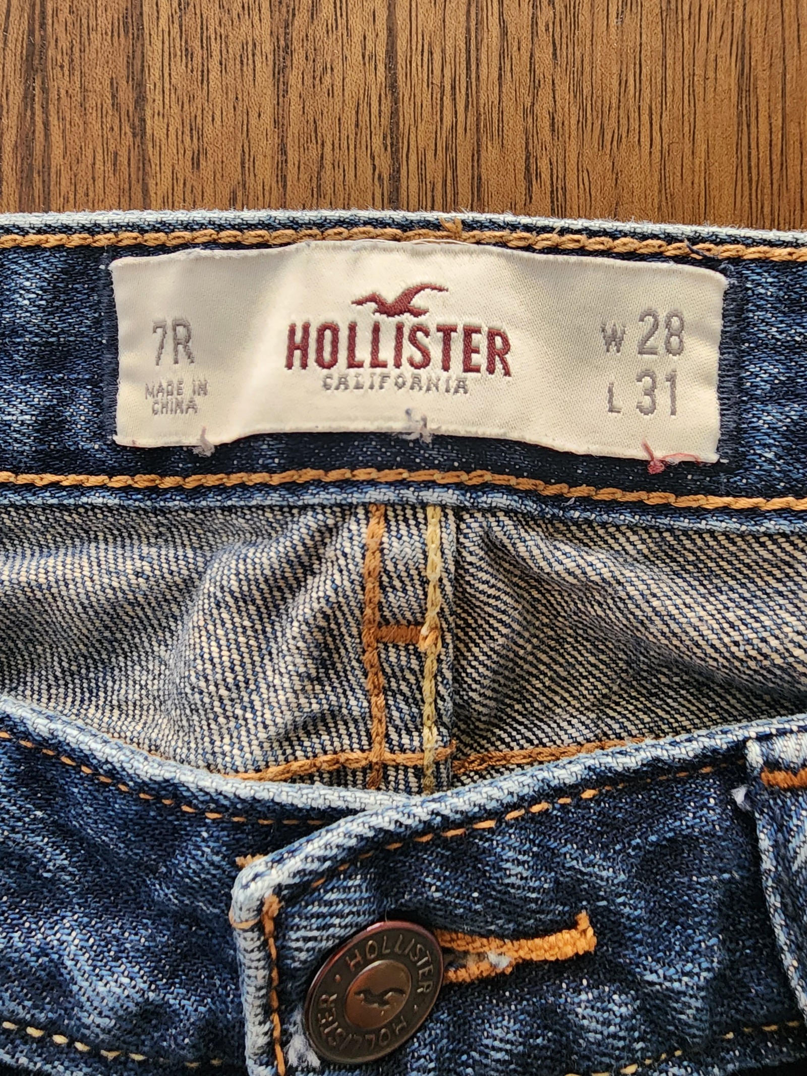 Hollister Blue Distressed Ripped Denim Jeans W28 L31 image 3