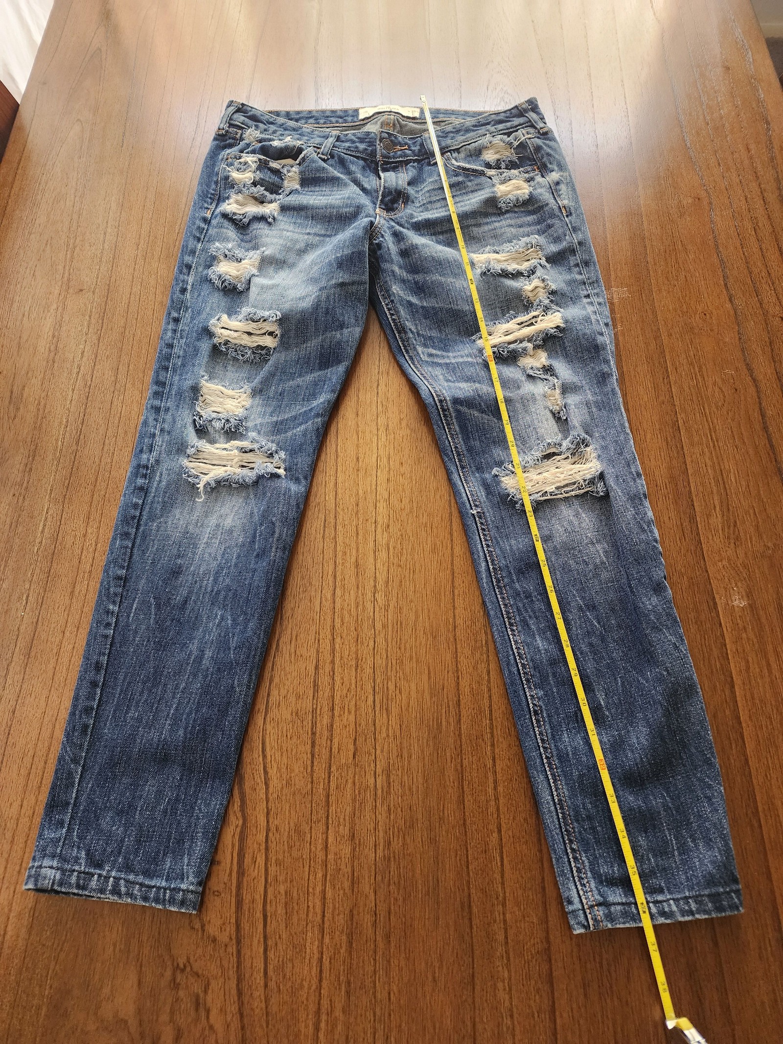 Hollister Blue Distressed Ripped Denim Jeans W28 L31 image 6