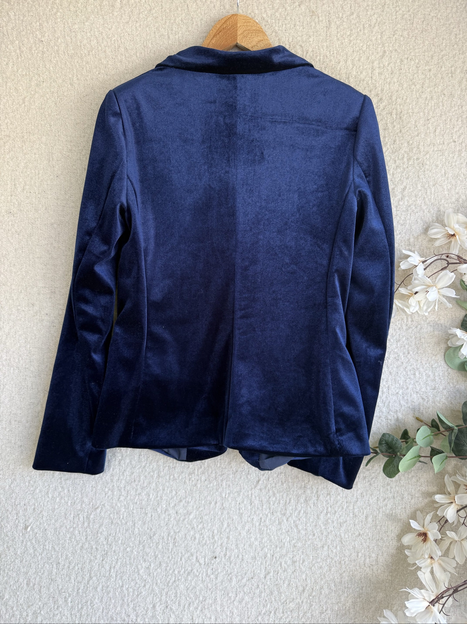 Shein Navy Velvet Blazer Jacket Women Small Chic Stylish Elegant image 4