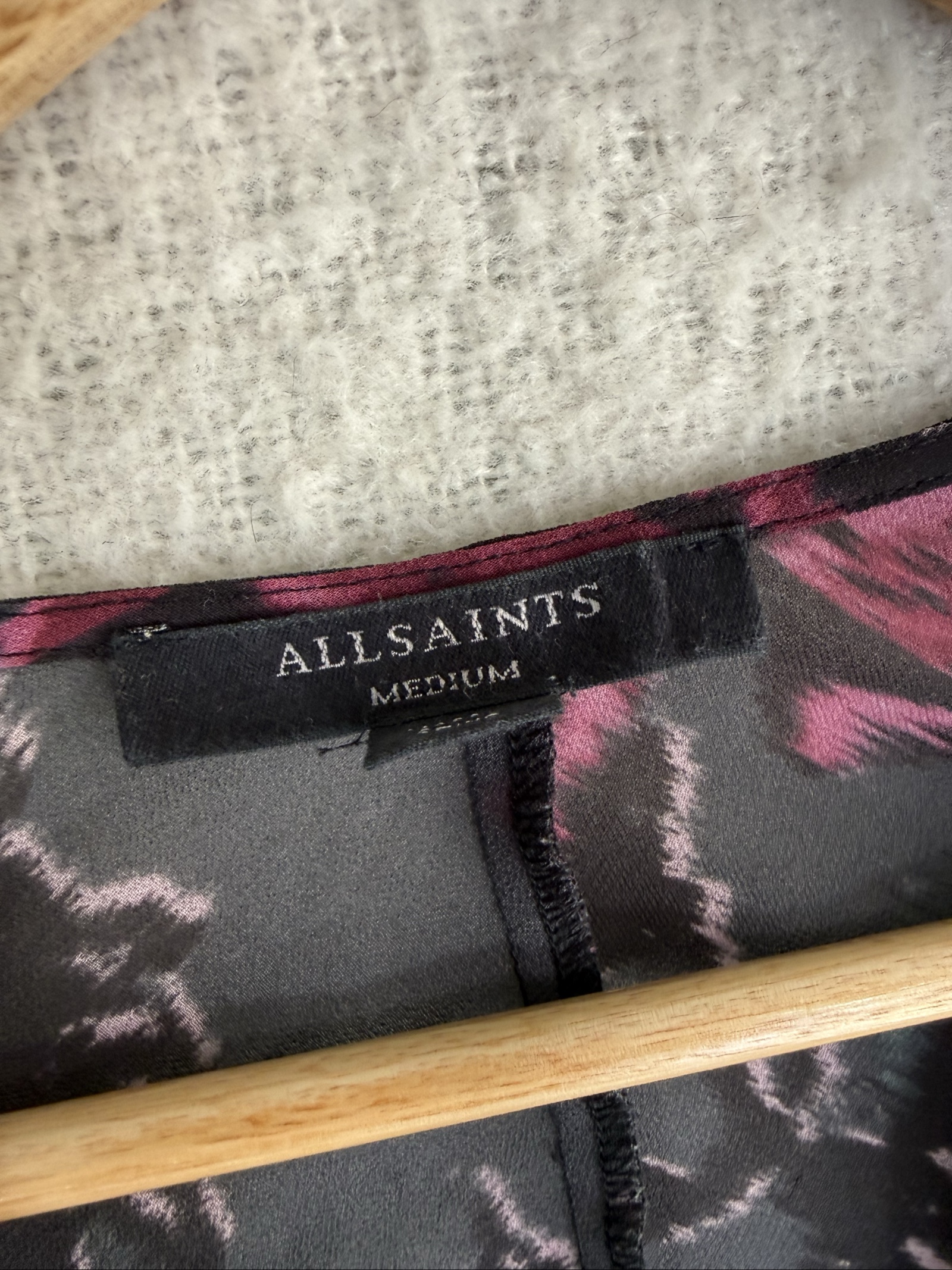 AllSaints Black & Pink Floral Midi Dress Medium Elegant Sheer Occasion image 4