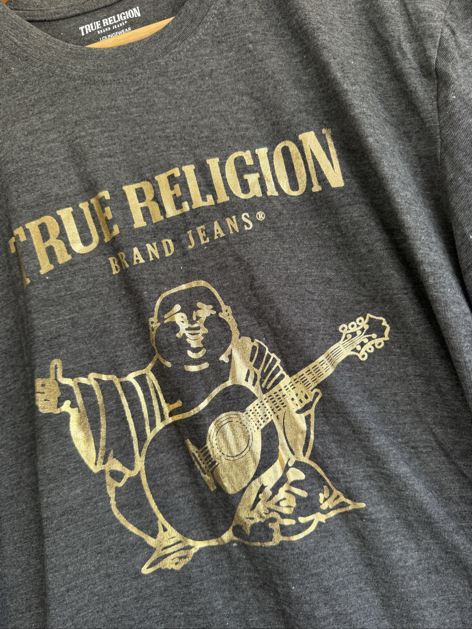 True Religion Charcoal Grey Graphic Logo T-Shirt XL Casual Streetwear Tee image 3