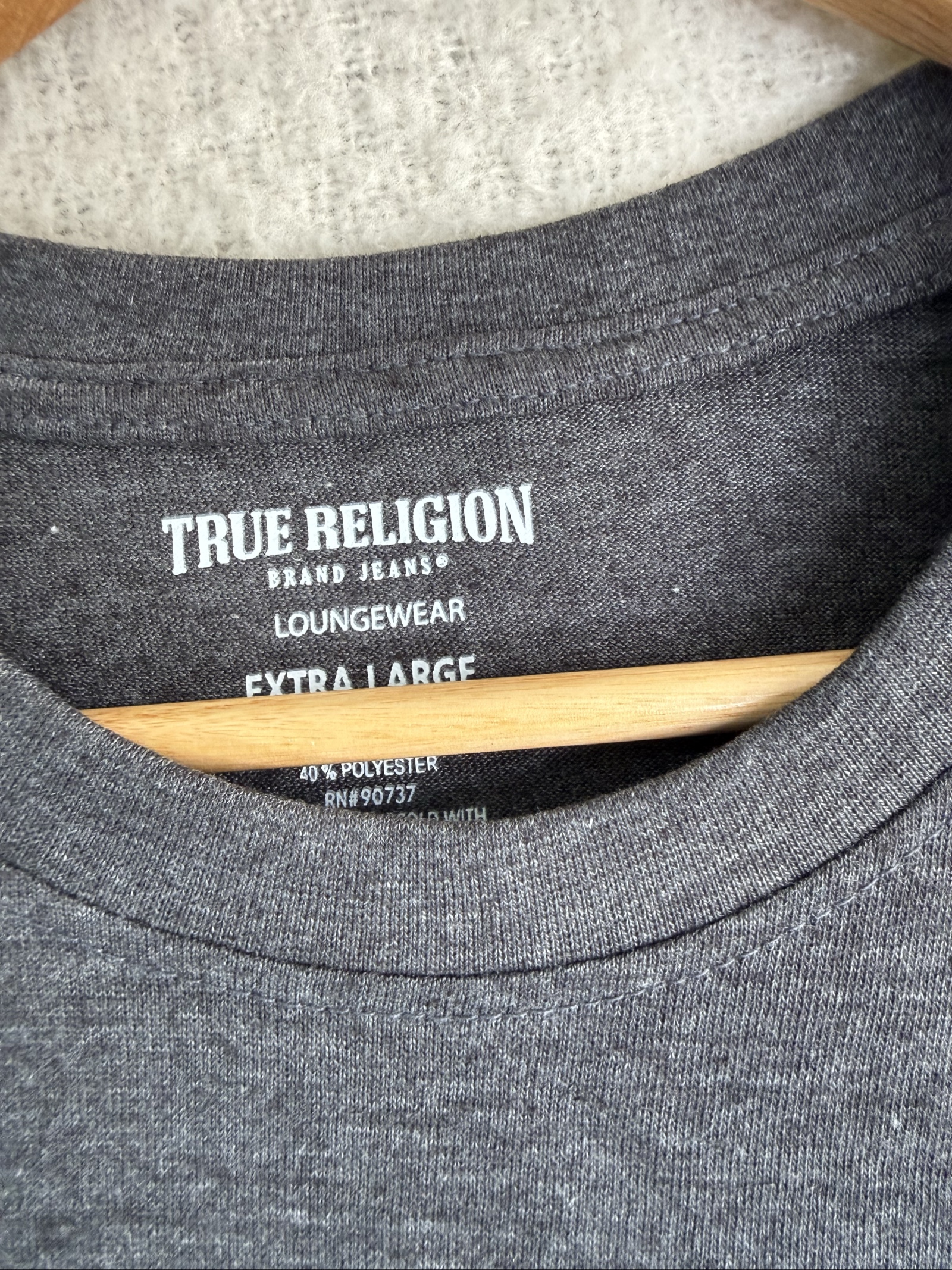 True Religion Charcoal Grey Graphic Logo T-Shirt XL Casual Streetwear Tee image 4