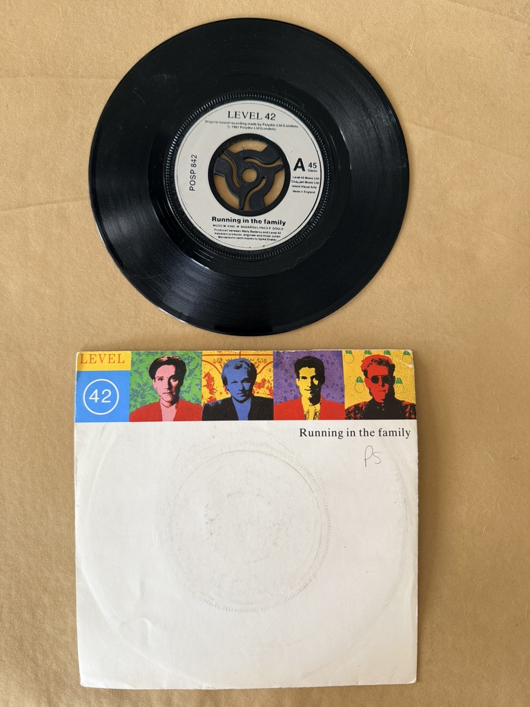 Level 42 Vinyl Record Running in the Family Single 7" record