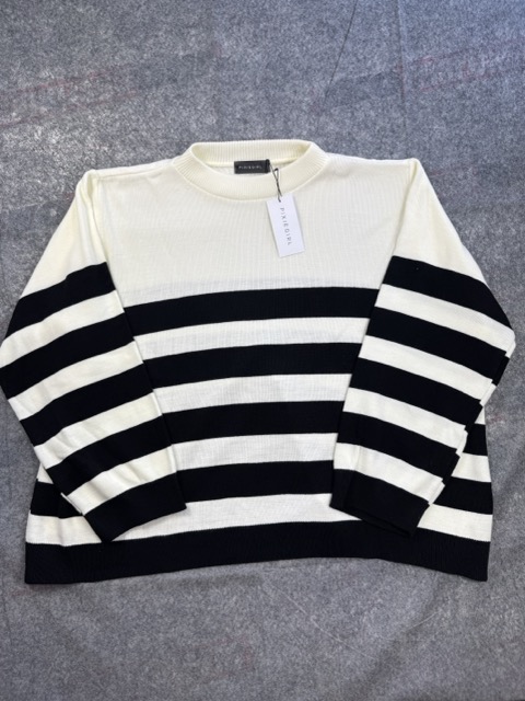 Pixiegirl Black & White Breton Stripe Jumper UK 26-28 Oversized