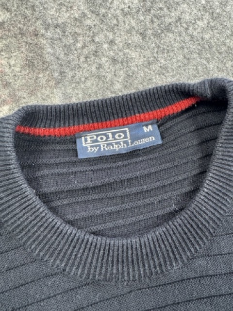 Polo Ralph Lauren Navy Textured Crew Neck Jumper M Red Pony image 3
