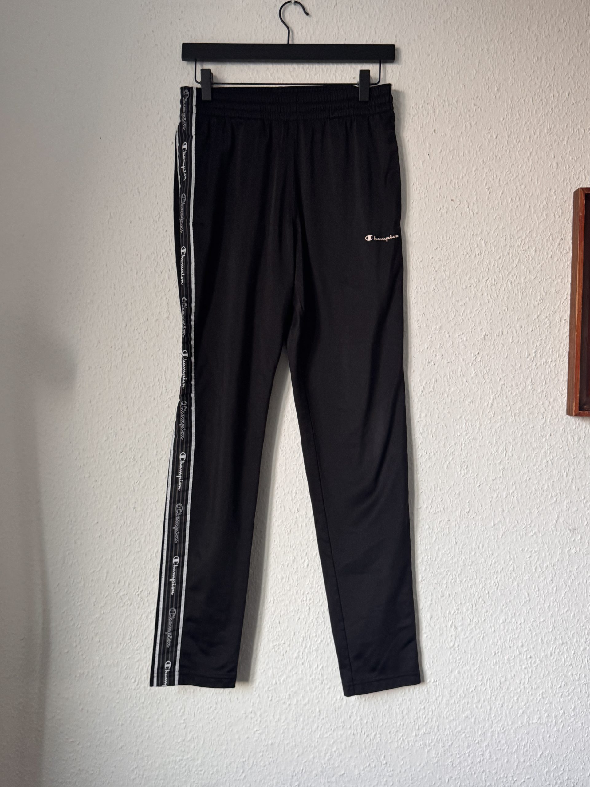 Champion Black Track Pants Small Logo Tape Trim 2976 image 2
