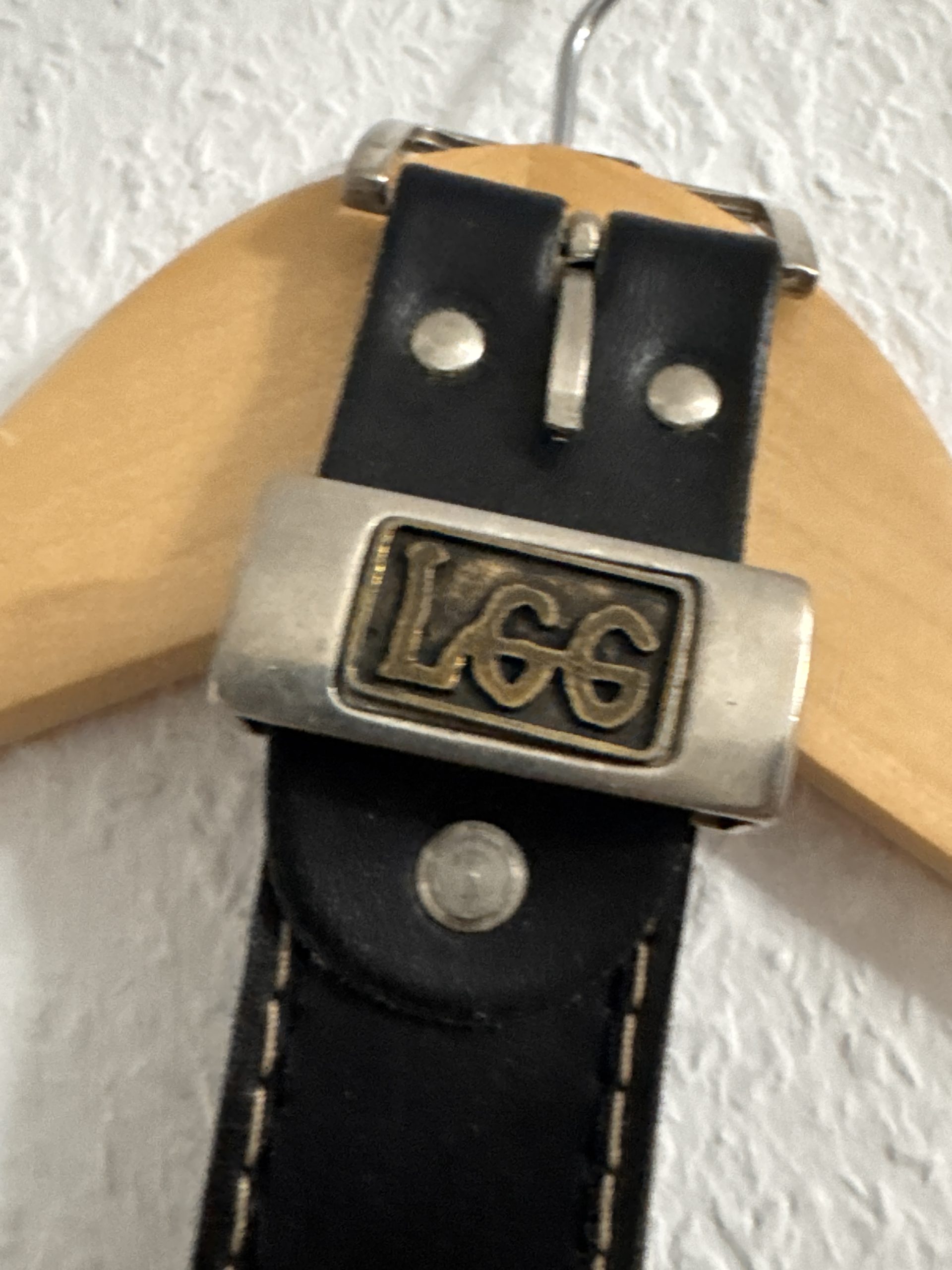 Lee Black Leather Belt with Silver Buckle One Size image 2