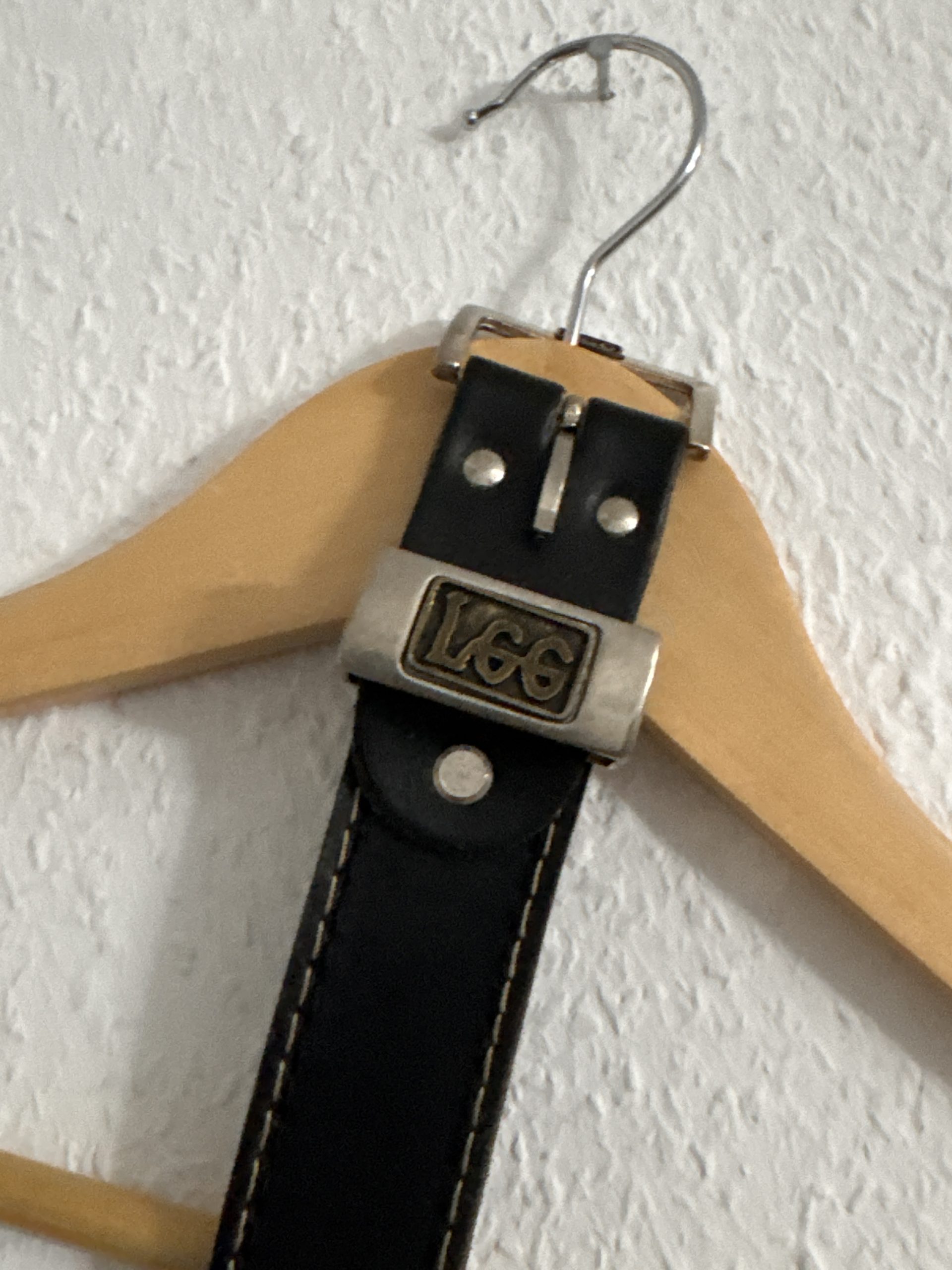 Lee Black Leather Belt with Silver Buckle One Size image 3