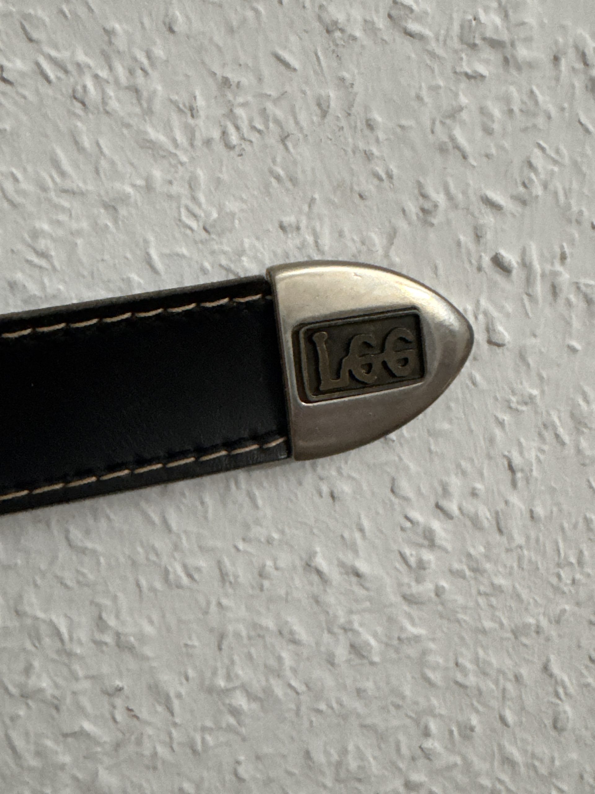 Lee Black Leather Belt with Silver Buckle One Size image 4