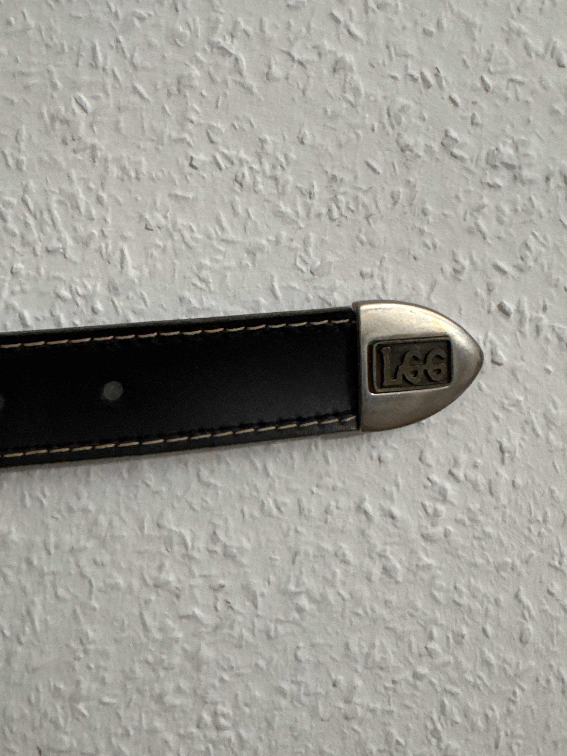 Lee Black Leather Belt with Silver Buckle One Size image 5