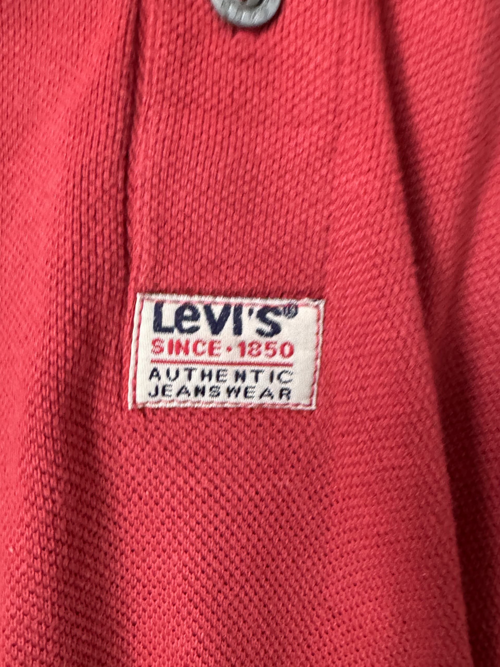 Levi's Red Polo Shirt Medium Short Sleeve Cotton 2972 image 4