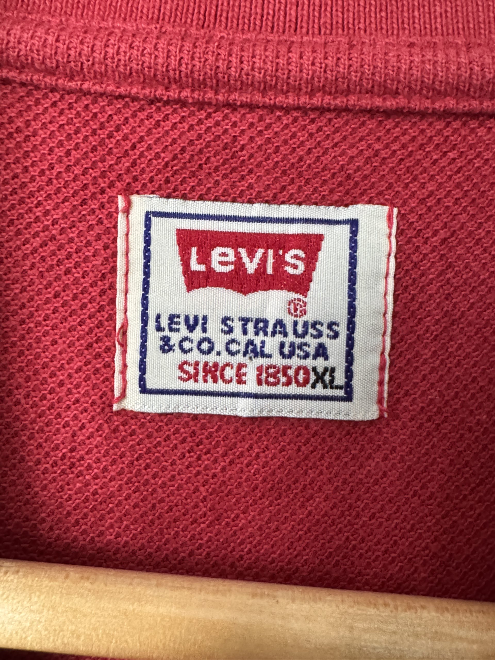 Levi's Red Polo Shirt Medium Short Sleeve Cotton 2972 image 6