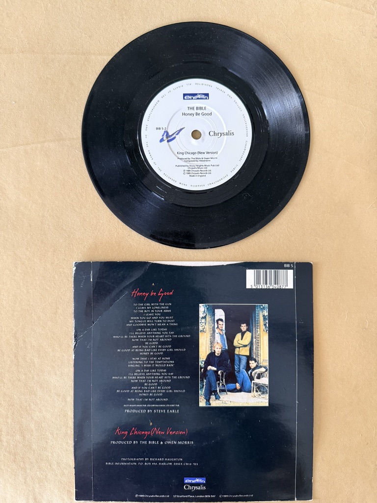 The Bible Honey Be Good Vinyl 7-inch Single record image 2