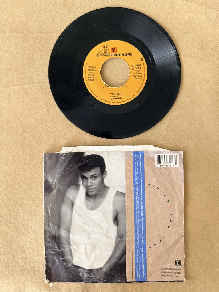 Narada Divine Emotions & Tighter Vinyl 45 RPM Single 7" record image 2