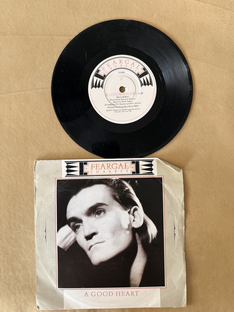Feargal Sharkey Black Vinyl 7" Single A Good Heart & Anger Is Holy Record