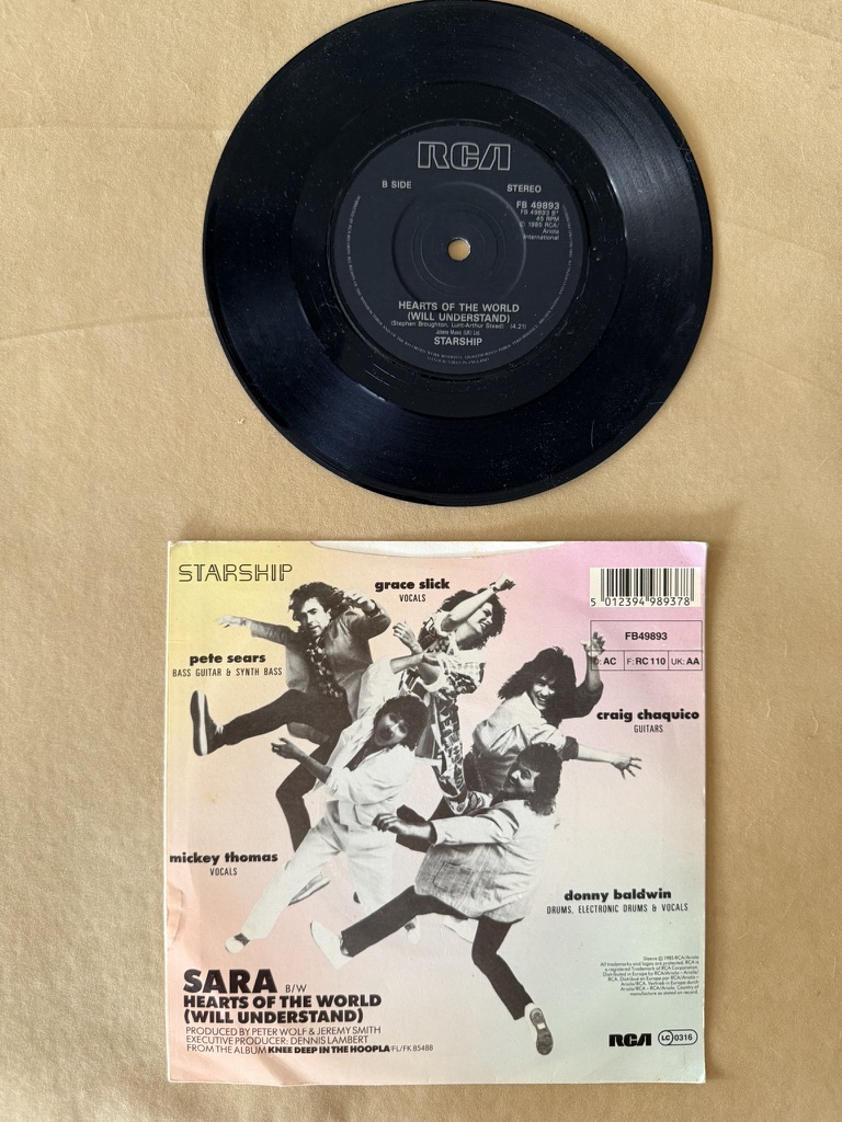 Starship Vinyl 7" Single Sara & Hearts of the World image 2