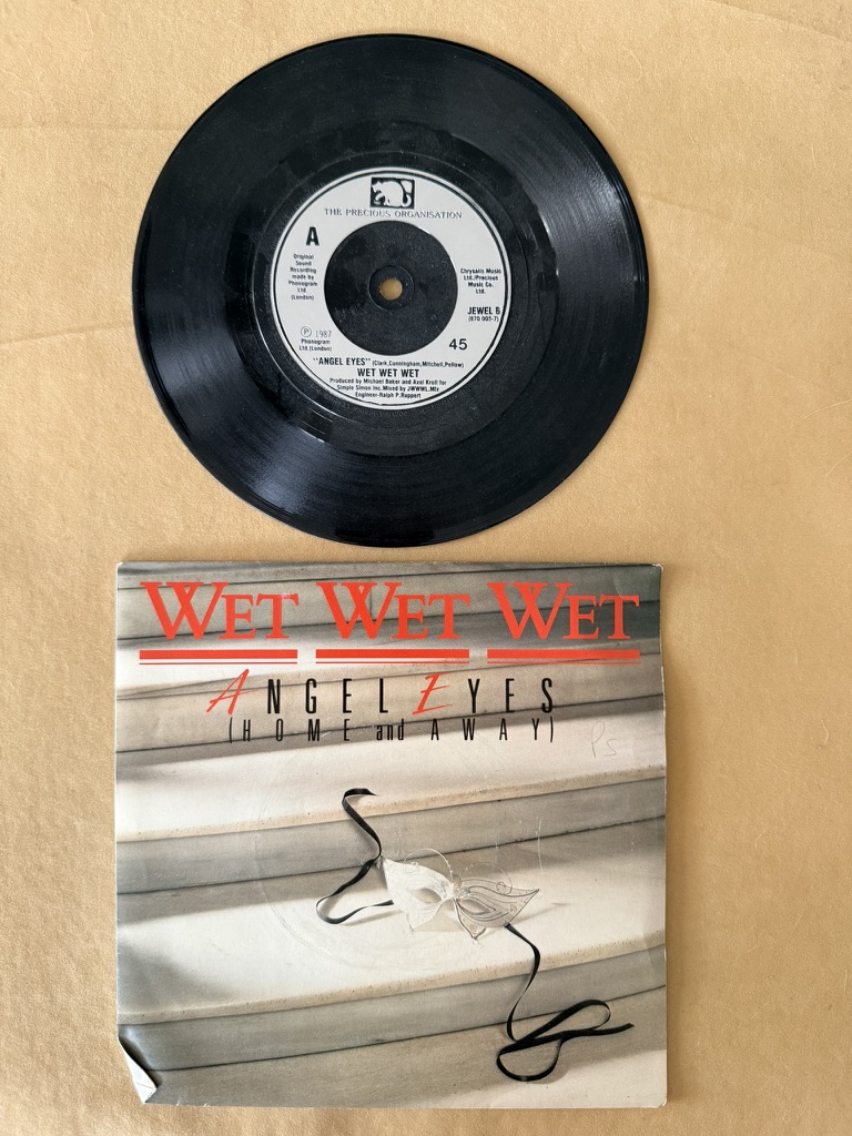 Wet Wet Wet Black Vinyl Single Angel Eyes Home and Away 45 RPM 7" record