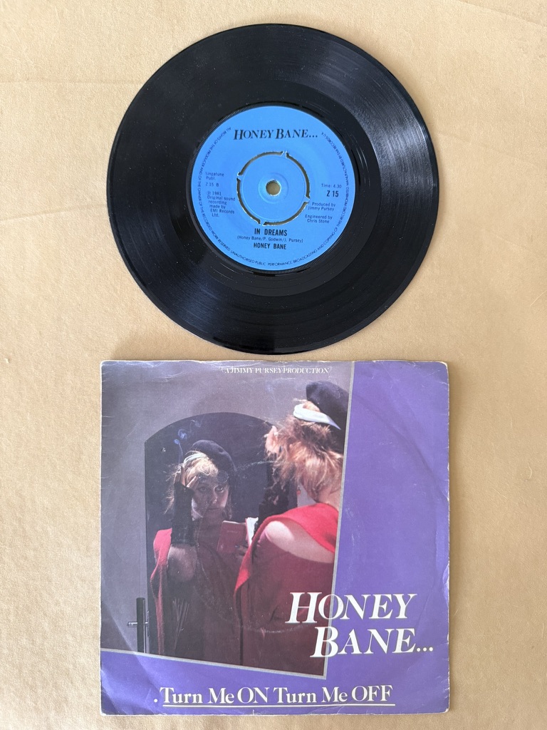 Honey Bane 7-inch Vinyl Single Turn Me On Turn Me Off / In Dreams