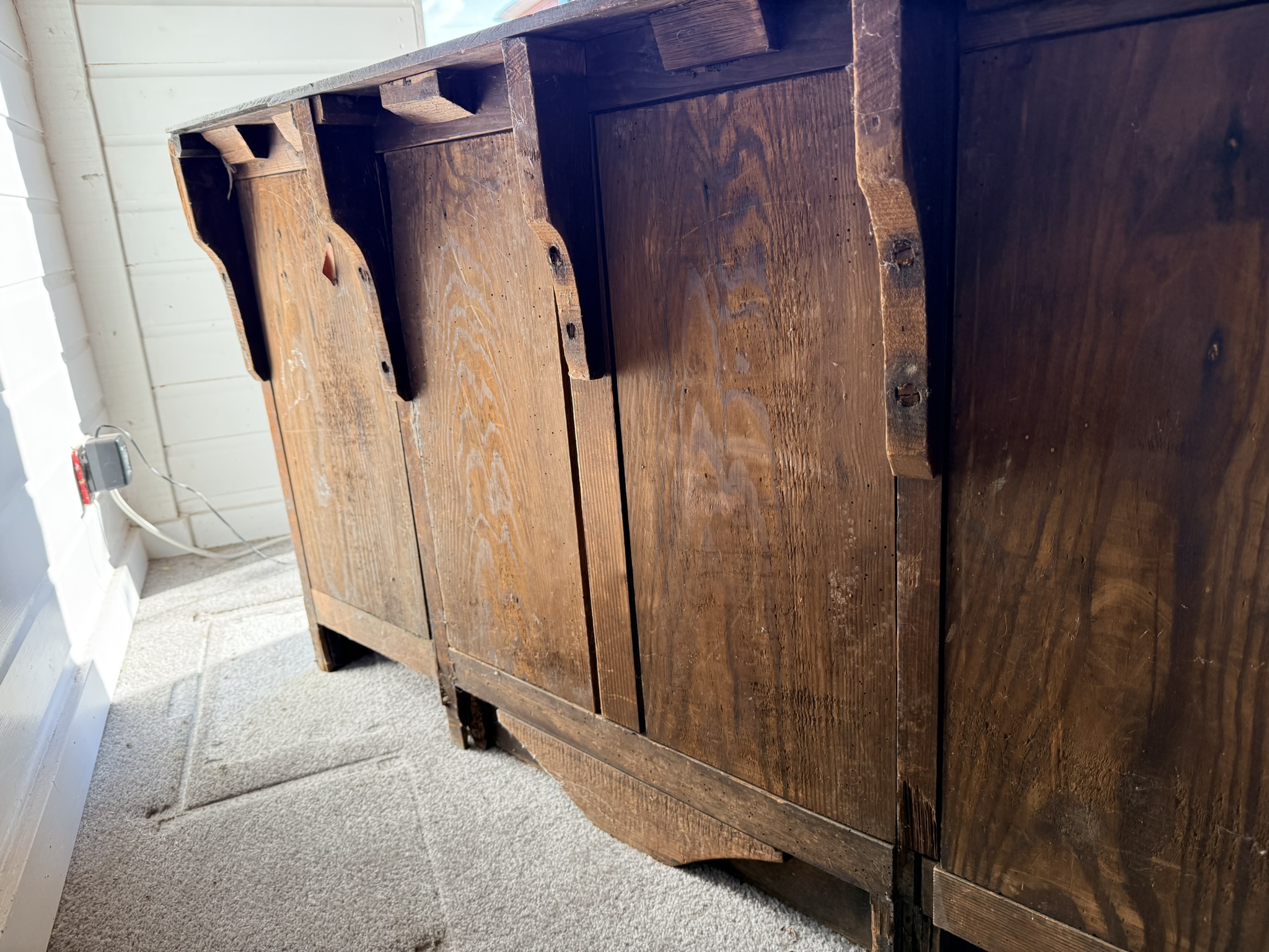 Vintage Antique Narrow Desk / Hall Unit with Five Drawers and Metal Ring Handles image 10