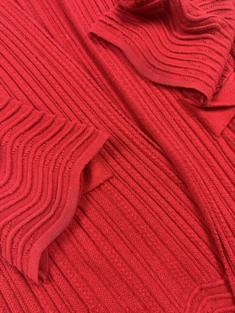 Per Una Red Ribbed Open Cardigan UK 16 Lightweight Textured Knit image 3