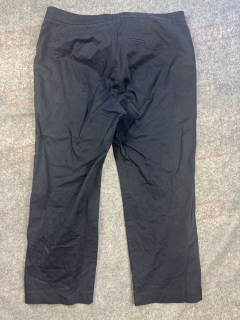 M&S Navy Cotton Blend Straight Leg Trousers UK 18 Regular image 5