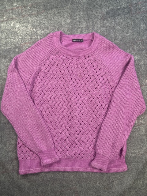 M&S Pink/Lilac Open Stitch Knit Jumper UK X Large