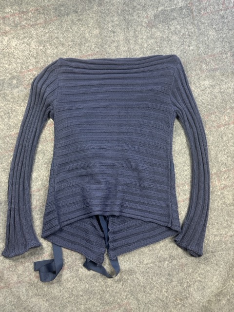Per Una Navy Rib Knit Ribbon Tie Cardigan Size M image 4