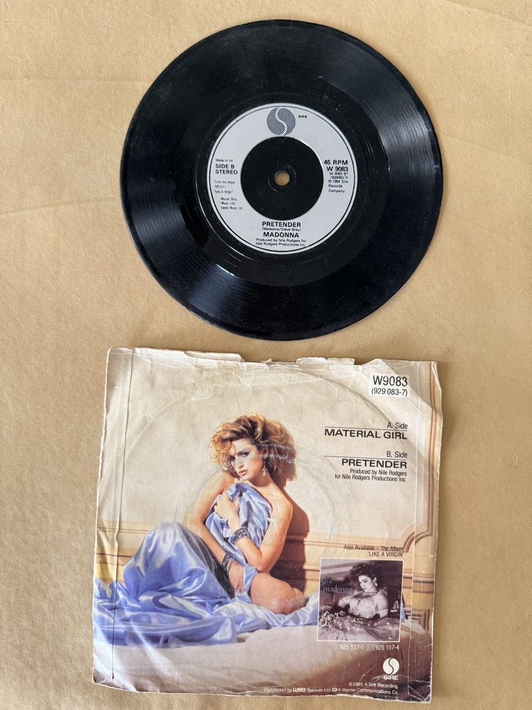 Madonna Material Girl & Pretender Vinyl Single 45 RPM 7" record image 2