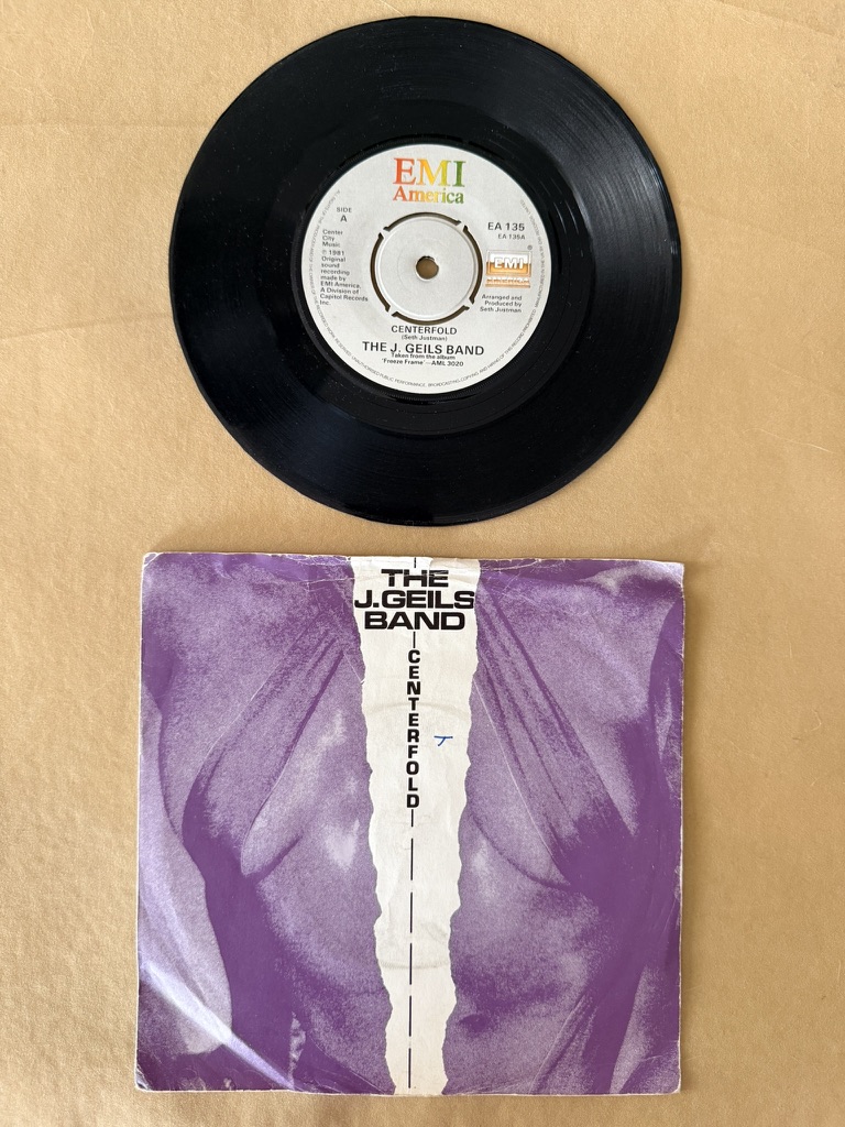 The J. Geils Band Black Vinyl 7 Inch Single Centerfold & Flamethrower Record