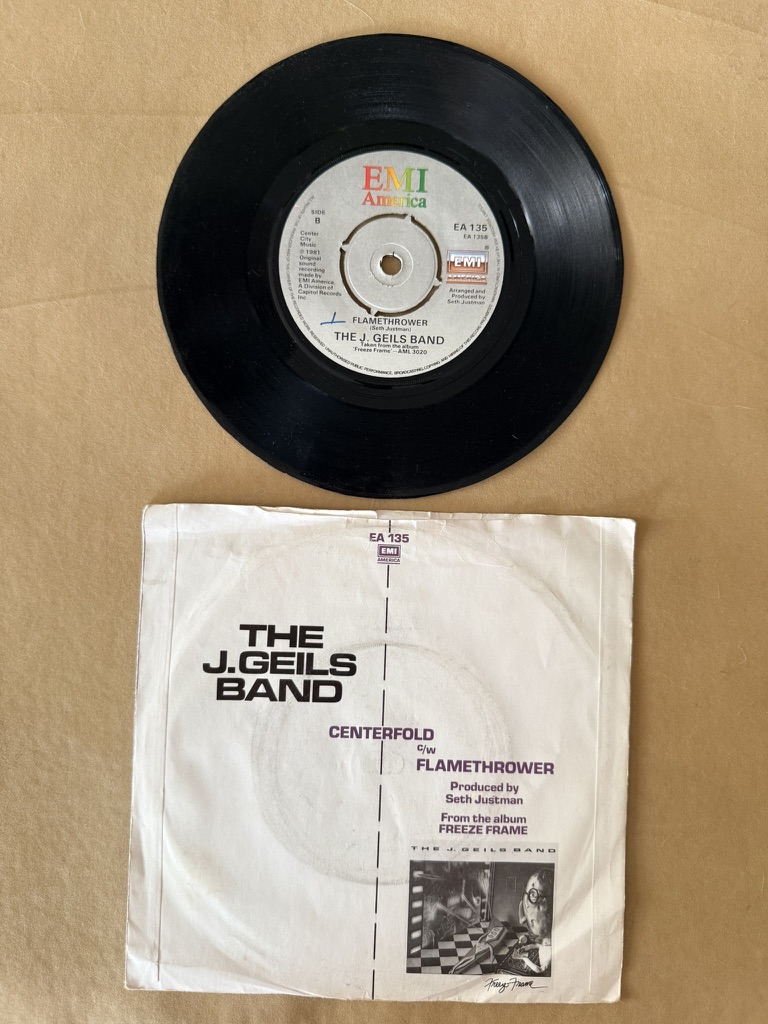 The J. Geils Band Black Vinyl 7 Inch Single Centerfold & Flamethrower Record image 2