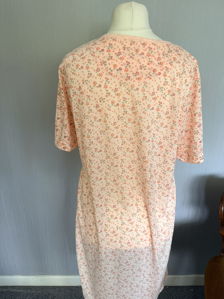 Peach Floral Embroidered Nightdress Large Soft Cotton image 4